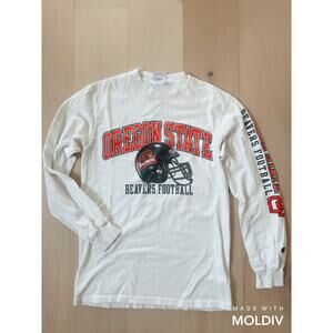 90s Champion Oregon Beavers Long Sleeve T-shirt Size Small White graphic Sports